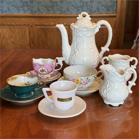 Old Teacups and Saucers with Napcoware Tea Set