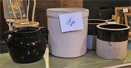 Mixed Size Crocks 3 Gal 1 Gal & Bean Pot (No Lid)