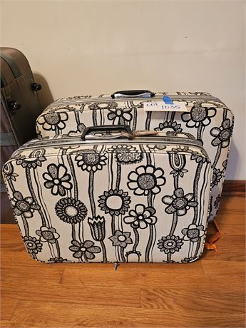 Vintage Black & White Mod Hard Cover Samsonite Luggage Set
