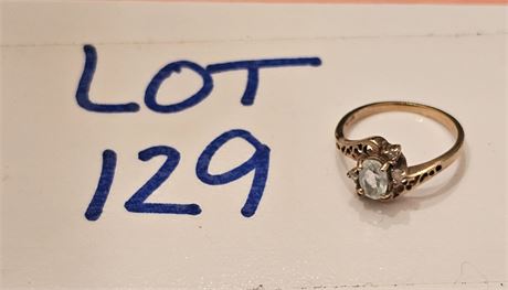 10K Blue Ice & Diamond Chip Ring Size 4 1.1 DWT Includes Stone Weight