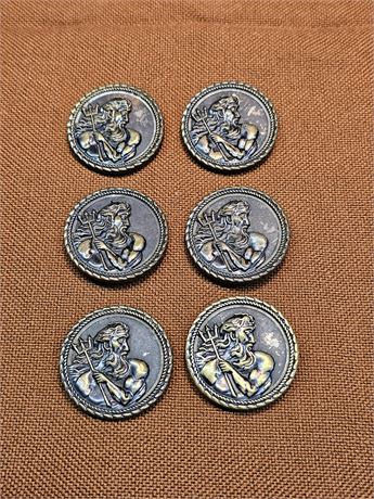 Antique Victorian Zeus Metal Buttons