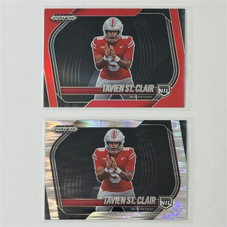 Tavien St. Clair 2025 Panini Prizm Black- Skewed /149 & Red 1/99 Football Cards