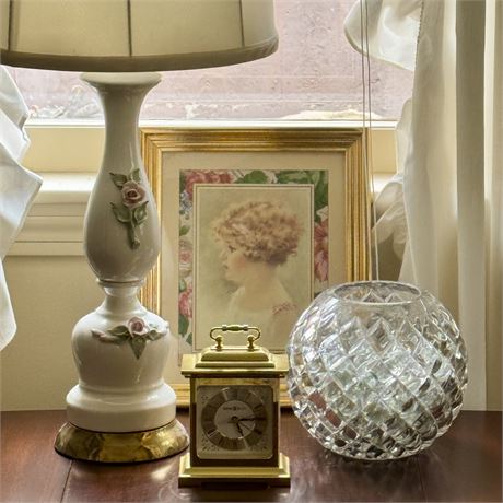 Tabletop Decor - Howard Miller Clock, Lamp, Glass Sphere, Etc.