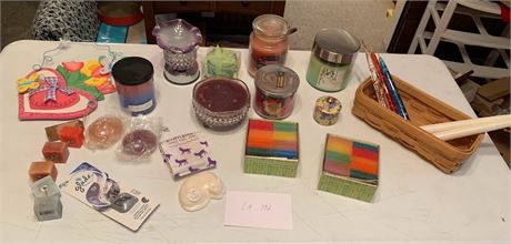 Fall Candle And Wax Lot With Homemade Soaps Purple Oil Warmer
