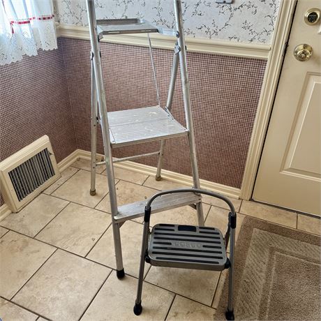 Aluminum Step Ladder and Costco Small Folding Stool