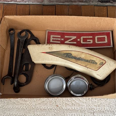 Vintage Mixed Vehicle Lot - Car Lights, Ford Script Model T Tools and More