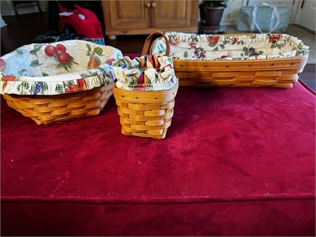 Longaberger Fruit themed liner baskets