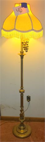 Brasstone Floor Lamp with Victorian Style Shade