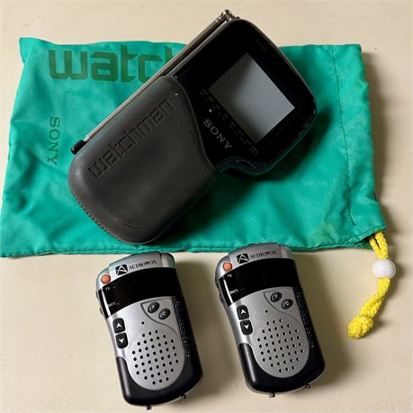 Sony Watchman & Audiovox Clip On Walkie Talkies