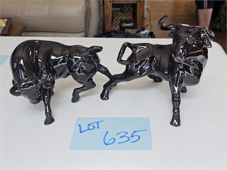 MCM 1950's Black Ceramic Bulls