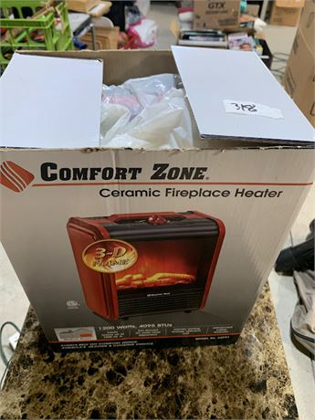 Comfort Zone Ceramic Fireplace Space Heater/Fan In Original Box