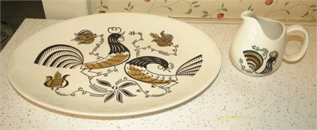 Vintage MCM "Good Morning" Royal China Platter & Sugar Bowl