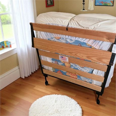Portable Folding Single Bed On Wheels W/Mattress