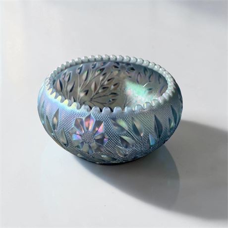 Westmoreland Glass Iridescent Blue Carnival Glass Rose Bowl