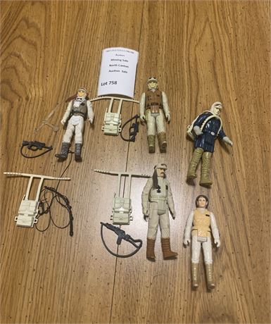 Lot of 5 Empire Strikes Back Hoth Figures (3 With Weapons /2 Without)