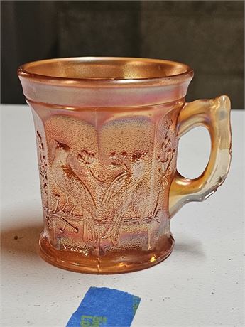 Northwood Carnival Glass Marigold Singing Birds Mug