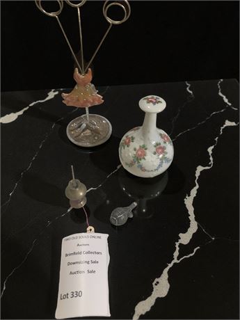 Sterling Chianti Bottle Charm, Wallendorf 1764 Porcelain Perfume Bottle