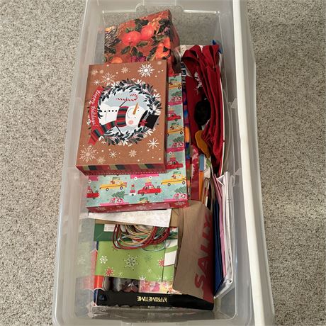 35" Storage Bin Loaded w/ Gift Bags & Wrapping