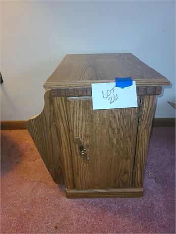 Wood Side Table with Side Magazine Rack