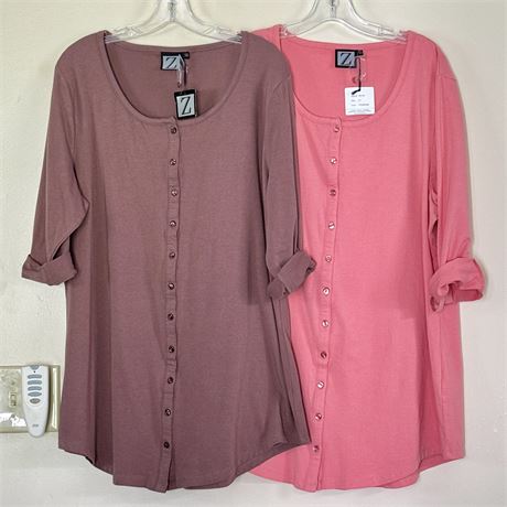 New Women's "Z" 3/4 Sleeve Cotton/Spandex Tunics - Size XL