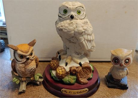Ceramic Lefton Owl, Weather Owl & White Owl
