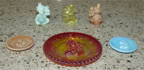 Mosser Glass Miniature Glass Figurines, Plates