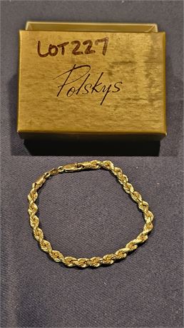 14k Rope Bracelet 8" 3.0 dwt