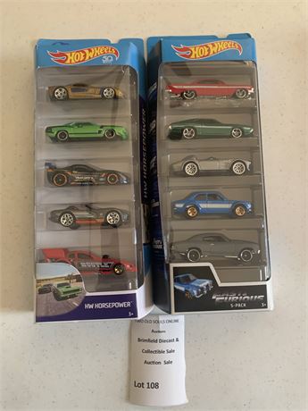 Hot Wheels 5-Pack Die Cast Car Sets Fast & Furious & HW Horsepower Series