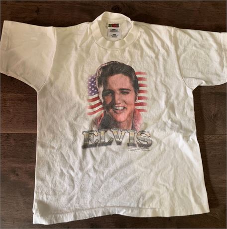 Vintage Elvis Presley American Flag Graphic T-Shirt Size 10-12 KIDS