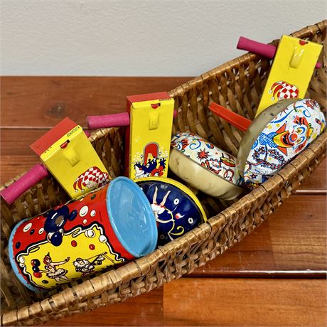 Vintage Tin Litho Noisemakers