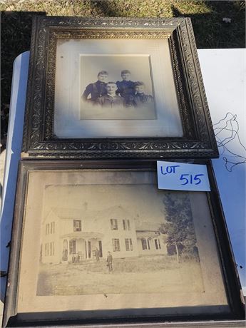 Antique Large Framed Photos-Victorian Farm House & Family