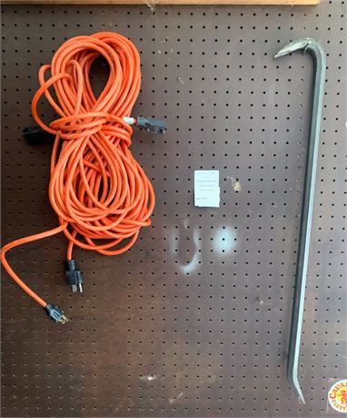 Orange Extension Cord & Metal Crowbar Lot