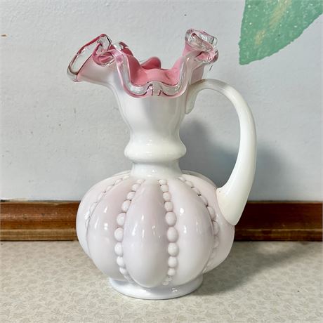 Fenton Peach Blow Melon Ball Art Glass Cruet