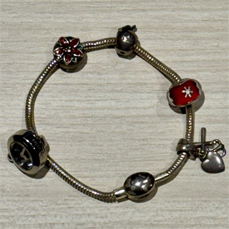 Kay Jewelers Charmed Memories Sterling Silver 925 Bracelet w/ Charms - 8"