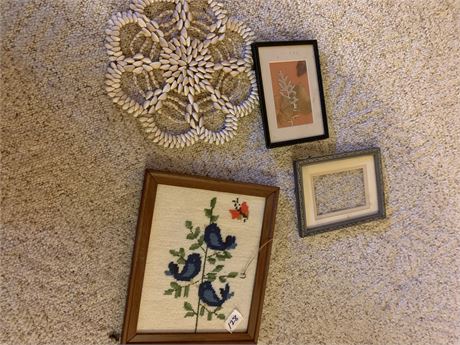 Cross Stitch Seashell Trivet and Craft Lot