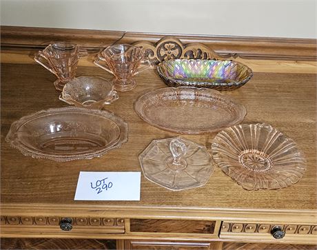 Indiana Pink Depression & Hazel Atlas Pink Florentine Poppy Platter & More