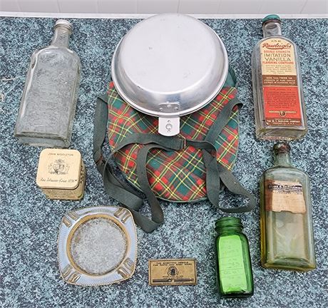 Vintage Bottles, Mess Kit, etc