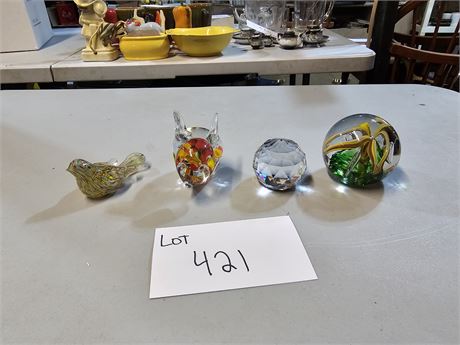 Vintage Paperweights : Rabbit / Crystal Prism Ball & More