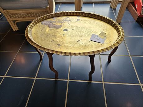 India Inspired Brass Etched Tray Table