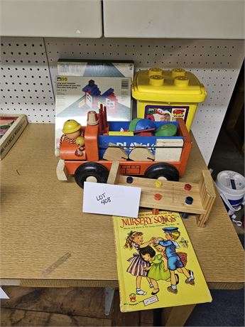 Vintage Fisher Price Wood Fire Engine / Duplo's & More