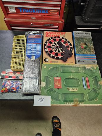 Mixed Game Lot: Tripoley( Just the Board), Darts, Horseshoes & More