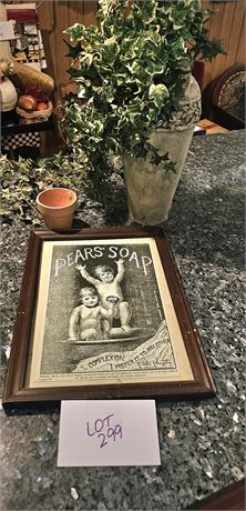 Vase with Faux Plants & Pears Soap Advertising Poster