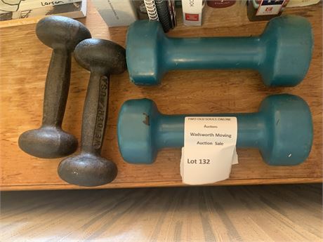 Weider USA 8 LB Cast Iron & Blue Bollinger 5 LB Dumbbell Weight Lot