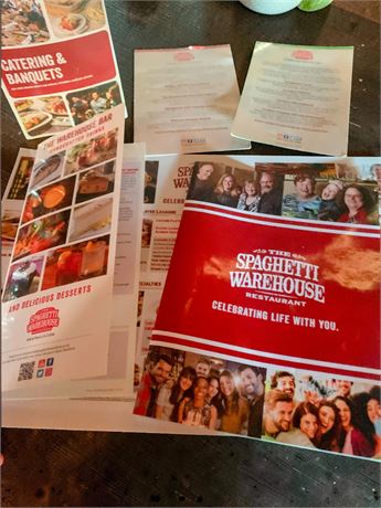 MEMORABILIA LOT - Spaghetti Warehouse Marketing & Menu Lot