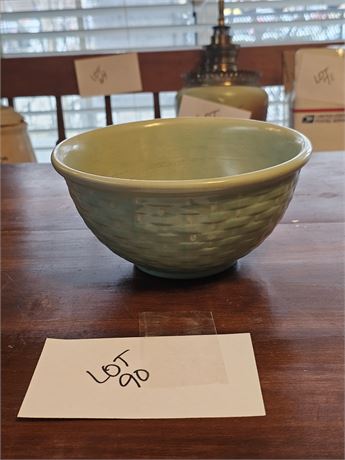 Vintage Green Basketware Pottery Bowl