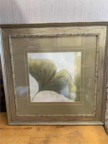 Green Ginkgo Leaf Neutral Colored Framed Wall Art Photo 25 inches x 25 inches