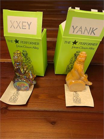 Mosser Glass Clown Set of 2 XXEY & YANK From The Performer From Clown Alley