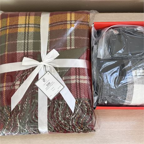 New Sevan Plaid Throw Blanket and Smart Heating Scarf