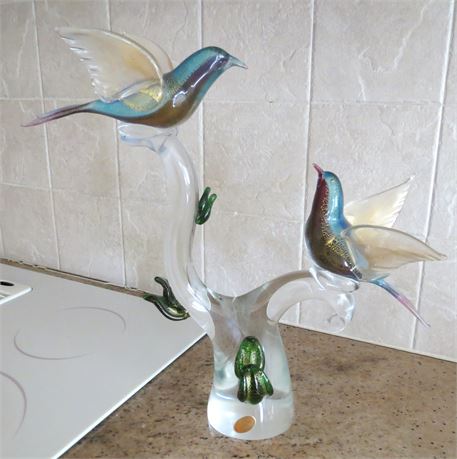 Murano Art Glass Birds On A Branch