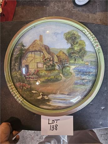 Vintage Ney Cottage Wall Art With Convex Glass